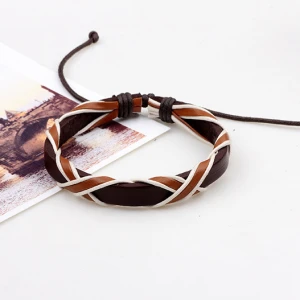 Fashion custom braided gift six-piece set craft leather bracelets for girls
