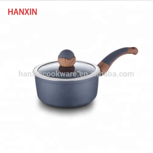 Fashion design Forged aluminum marble coating and shot blasted effect cookware with glass lid looking like die-cast iron