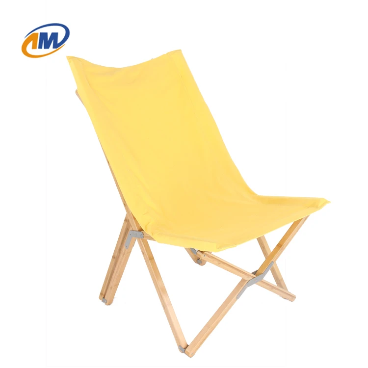 Fashion Outdoor Indoor Folding Wood Bamboo Fabric Camping Beach Chair