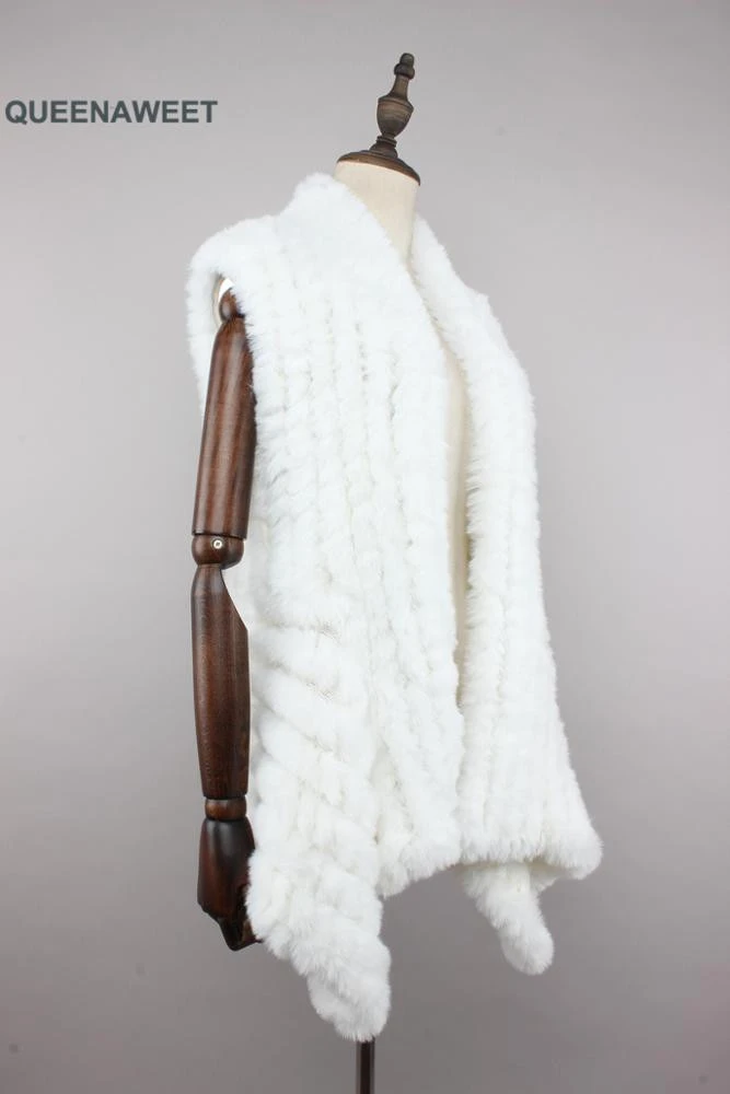 Fashion Wholesale Knitted Faux Rabbit Fur Gilet Waistcoat Winter Woman Warm Faux Fur Vest Girls