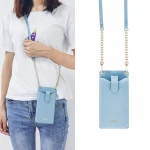 Fashion women microfiber leather shoulder cell phone solid crossbody bag with strap wallet mobile phone case bags