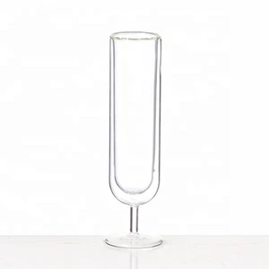 FDA LFGB Certificate Borosilicate Glass Double Wall Champagne Glasses With High Quality