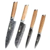 FINDKING zebra wooden handle damascus knives set 4 pcs 8inch chef 7 inch santoku 5inch utility 3inch fruit knife 67 layers