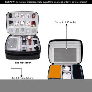 Fireproof Waterproof Double Layers Travel Gadget Organizer Accessories Cable Electronics Storage Bag