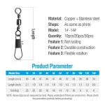 Fishing Swivel Barrel Rolling Connector 1#-14# Fishing Hooks Bearing Swivel Connector Fishing Accessories