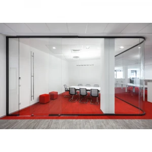 FlexSpace frosted glass room dividers partition wall with colored glass sliding door