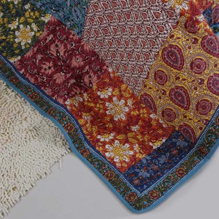 Floral Print Real Patchwork 100% Cotton Reversible Coverlet Bedspread Quilt Comforter Set for Women 3 Piece