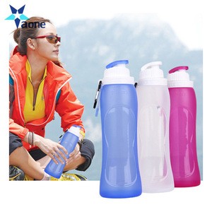 Food Grade 500ML Creative Collapsible Foldable Silicone drink Sport Water Bottle Camping Travel plastic bicycle bottle