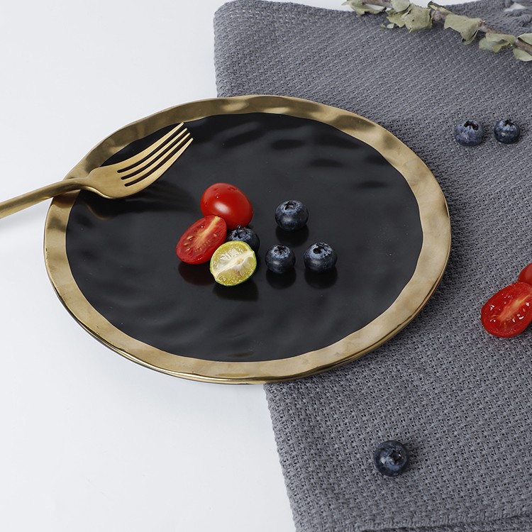 Food Restaurant Factory Plates, Hotel Supplies Fashion Black Dinner Dishes Plates^