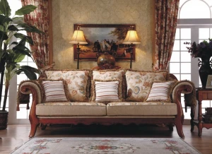 formal wooden frame sofa set living room furniture arrangement