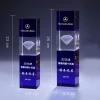 Free Design wholesale high grade blue K9 custom cuboid glass trophy 3D laser engraved handmade craft crystal trophy award