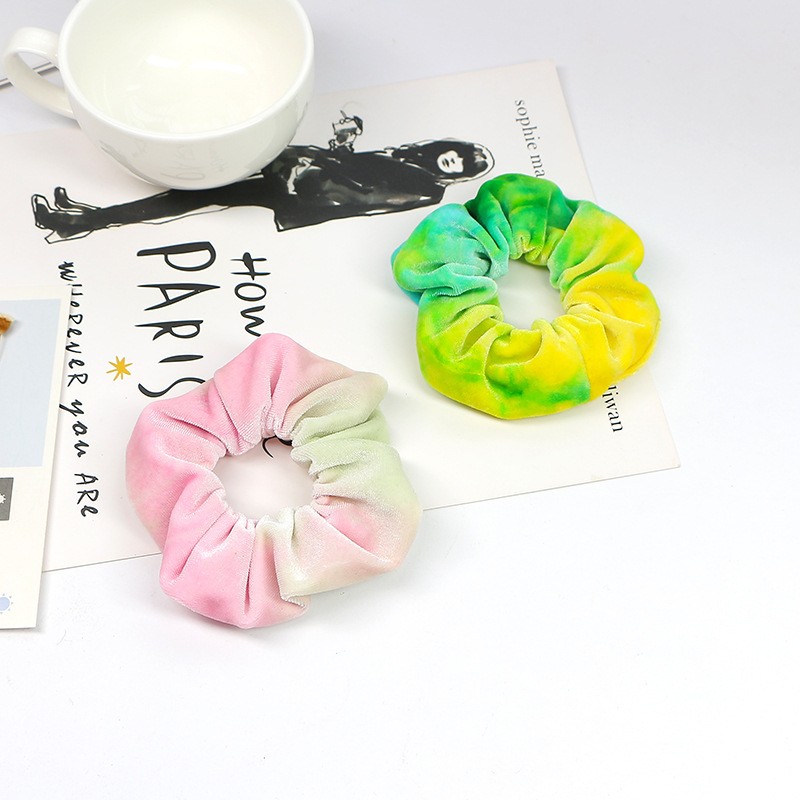 Free Shipping flannelette rainbow color hair scrunchies bright colors elastic hair ties ponytail holder for women/girls