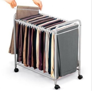 Free Standing Trousers Rack Pant/Jeans/Trouser Pull Out Trolley Rack Closet Organizer