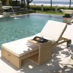 Garden rattan chaise lounge