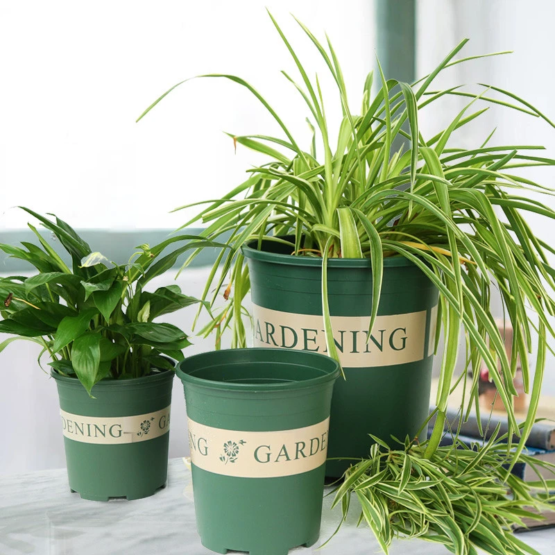 garden supply round indoor outdoor decor nursery gallon small plant black green pot flower pot plastic