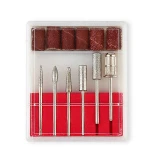 Gel Polish Tips Grinding Polishing Shaping Machine Rotary Tool Kits 6Pcs Nail Art Drill Bit Replace Sandpaper Head Set with Case