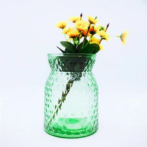 Green Table Glass Flower Vase for Home Decor