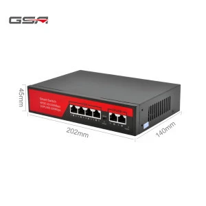 GSA 6-Port Gigabit Plug and Play  Smart PoE+Switch with 2 Uplink PoE Switch Mini Desktop Network Switch