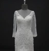 GuangZhou Manufactory elegant long Sleeve Illusion Back french Lace Beaded Wedding Dress Wedding Gown