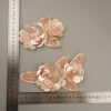 Handmade champagne color sequin and pearl applique 3 D flower sequin patches glass bead sew on applique for ladies garment