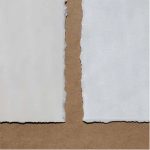 handmade papers with deckle edges in custom made size made from cotton rag fibers suitable for drawing and painting