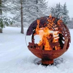Handmade Steel Sphere Fire Pit Fire Ball Corten Steel Fire Pit
