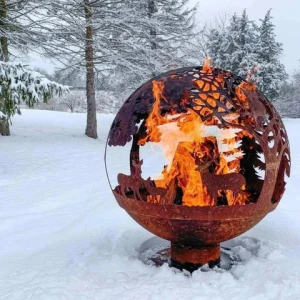 Handmade Steel Sphere Fire Pit Fire Ball Corten Steel Fire Pit