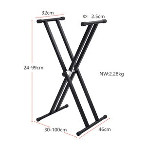 Heavy Duty Double-X Keyboard Stand With Adjustable Aluminum  Connector