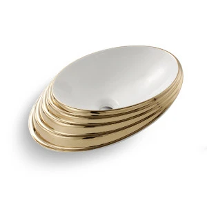 HEGII high quality plating copper gold color countertop oval ceramic washbasin bathroom sink luxury hand wash art basin
