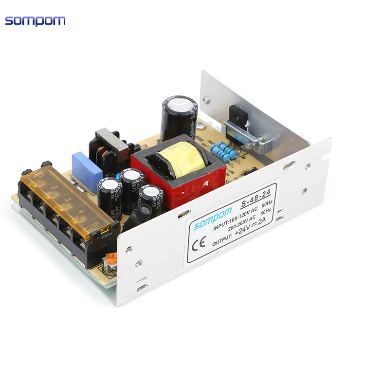 High efficiency open frame unit 24v 48w 2a switching smps power supply with single constant voltage output