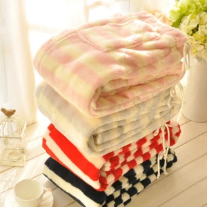 High quality coral fleece pyjamas soft 100% cotton yarn dyed striped women lounge pants