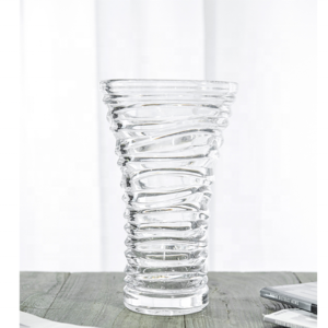 High quality crystal vase  flower decorated clear glass vase