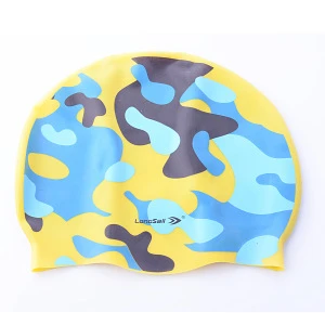 High quality custom printed big waterproof silicone swimming cap for long hair
