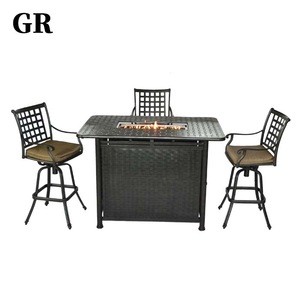 High Quality Luxury Garden Outdoor Aluminum Furniture Bar Table Fire Pit Sets