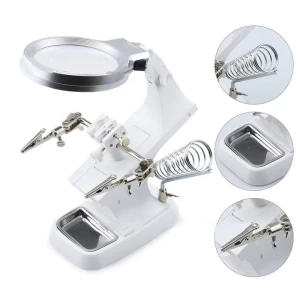 High quality Soldering Repair Tool 3X4.5X Welding magnifying glass LED Alligator Clip Holder Helping Hand Magnifier