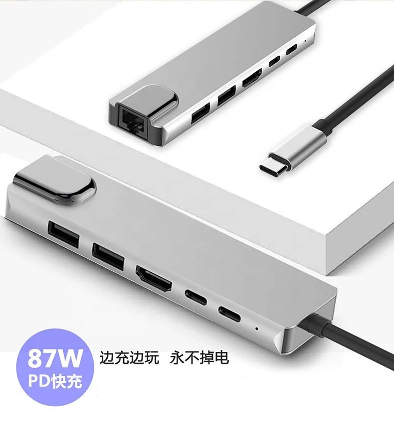 high quality USB C Type C Hub TO HD-MI +TF Card+RJ45 Ethernet Gigabit Lan Port USB 3.0 HUB Adapter 6in1 USB C HUB