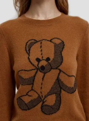 High quality warm casual style crew neck knit bear cashmere pullover sweater jumper Autumn for women
