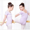 Hot Round Collar Butterfly Tie Ballet Dance Costume Training Clothes Cotton Leotard For Girl Kids