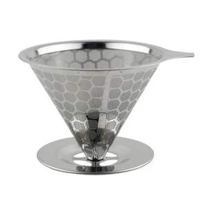 hot sale custom reusable drip stainless steel coffee filter single cup pour over cone coffee set