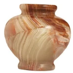 Hot sale interior decoration natural stone jade vase  pure white onyx big slab stone