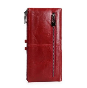 Hot Sale New Style Fashionable High Quality Lady Long Purse Anti-theft Bag Rfid Wallet Genuine Leather Wallet For Women