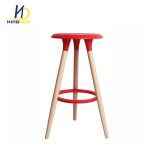 Hot Sale Plastic Top Wood Legs Bar Stool