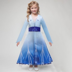 Hot Selling Frozen Movie Elsa Princess Costume Children Dress Set Girls Performance Wear BX1655