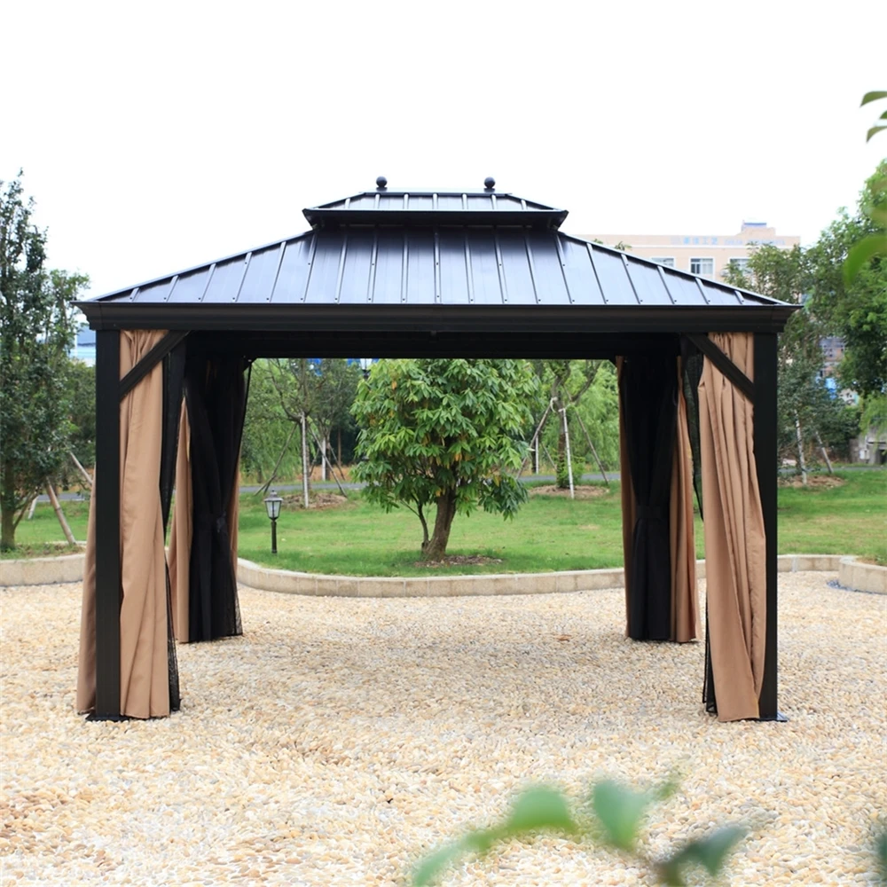 Hot selling hardtop garden gazebos top roof tents wholesale canopy tent gazebo with mosquito net