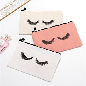 Hot-selling Simple Felt  eyelash pencil bag canvas printing cosmetic bag