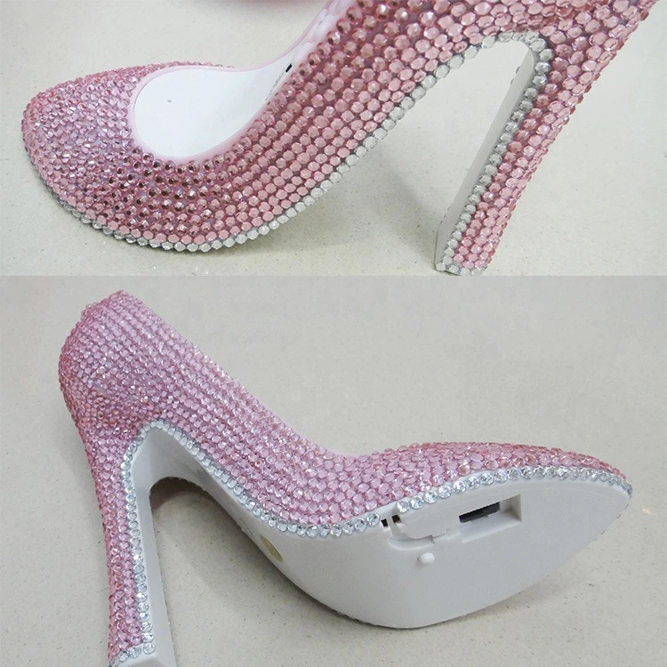 Hot selling wholesale high heel shoe wired diamond crystal rhinestone telephone