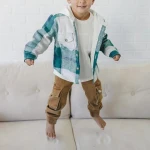 Hot selling Winter Brushed Plaid Shirts Jacket For Children Long Sleeve Flannel Kids Jacket