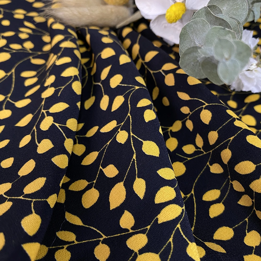 Hot Summer  Dot Leaf Style Digital  Printed  Fabric Woven fabric for dress