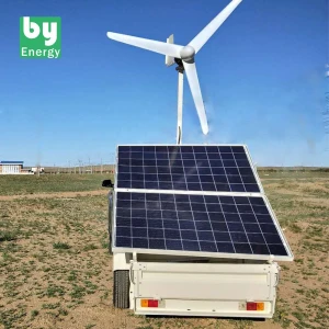 hybrid  wind power power plant home system next solar panels for electricity generation