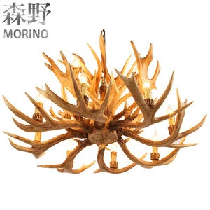 Indoor LED Ceiling Light And Antlers Wood color Ceiling Chandelier